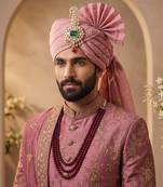 Gold plated green kundan groom kalangi