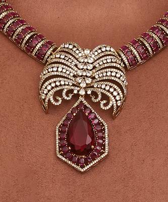 Royal ruby pink kundan collar necklace set 2