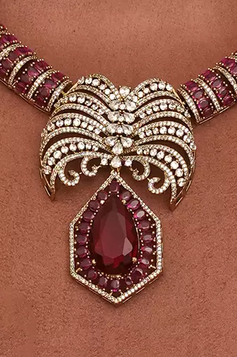 Royal ruby pink kundan collar necklace set