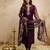 Purple silk blend embroidered free size suit