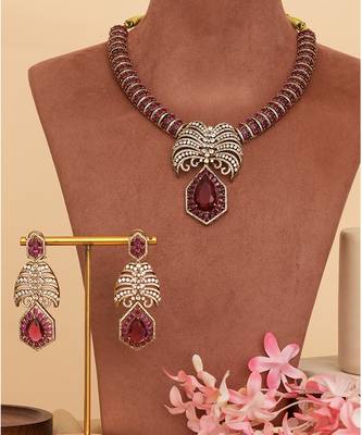 Royal ruby pink kundan collar necklace set 4