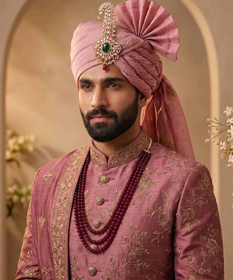 Gold plated green kundan groomkalangi