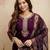 Purple silk blend embroidered free size suit