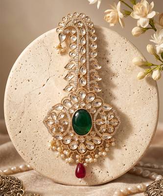 Gold plated green kundan groomkalangi 2