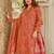 Peach blended cotton printed free size suit