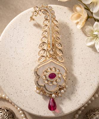 Gold plated royal ruby red kundan groom kalangi 2