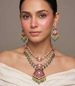 Gold plated royal heritage kundan layered necklace set