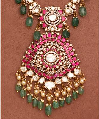 Gold plated royal heritage kundan layered necklace set 2