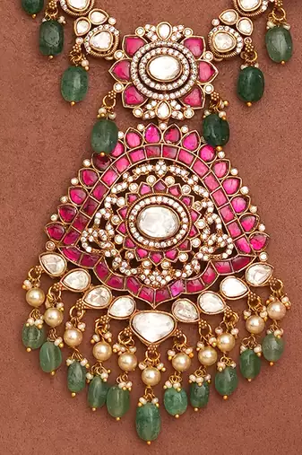 Gold plated royal heritage kundan layered necklace set