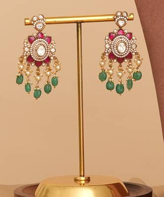 Gold plated royal heritage kundan layered necklace set 3