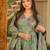 Green cotton silk digital print free size suit