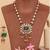 Gold plated green kundan polki long necklace set