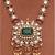 Gold plated green kundan polki long necklace set