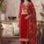 Red organza zari embroidered   sequins and beads free size suit