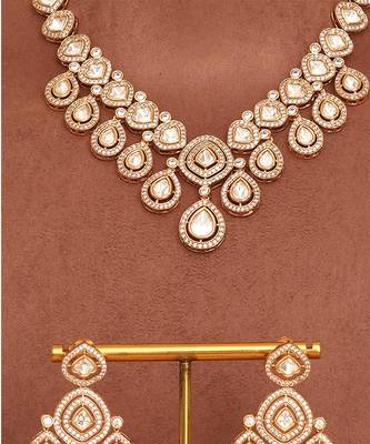 Gold plated kundan necklace set 2