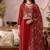 Red organza zari embroidered   sequins and beads free size suit