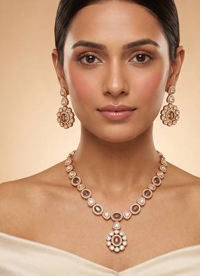 Gold plated royal kundan polki necklace set 1