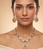 Gold plated royal kundan polki necklace set