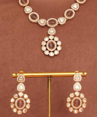 Gold plated royal kundan polki necklace set 2