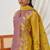 Yellow fancy fabric exquisite cut paste embroidery & sequin free size suit
