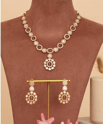Gold plated royal kundan polki necklace set 4