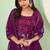 Purple georgette embroidered & sequins free size suit