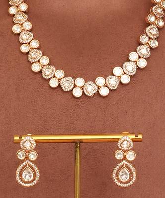 Gold plated kundan necklace set 2