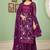 Purple georgette embroidered & sequins free size suit