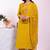 Yellow silk blend embroidered free size suit
