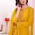 Yellow silk blend embroidered free size suit
