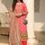 Pink blended cotton embroidered   sequins & printed dupatta free size suit