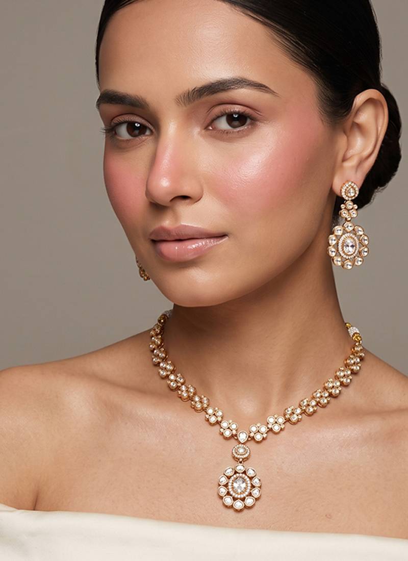 Gold plated heritage kundan necklace set