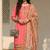 Pink blended cotton embroidered   sequins & printed dupatta free size suit