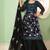 Black georgette embroidered & sequins free size suit