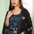 Black georgette embroidered & sequins free size suit