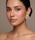 Gold plated kundan stud earrings
