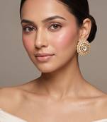 Gold plated royal kundan polki stud earrings