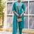 Blue silk blend embroidered free size suit