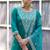 Blue silk blend embroidered free size suit