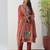 Orange fancy fabric thraed embroidery   beads & sequins free size suit