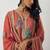 Orange fancy fabric thraed embroidery   beads & sequins free size suit