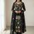 Black georgette multi thread and sequins embroidery work free size suit