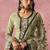 Light olive georgette thread embroidery & sequins free size suit