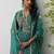 Green fancy fabric thraed embroidery   beads & sequins free size suit