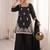 Black silk blend embroidered free size suit