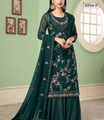 Green georgette embroidered & sequins free size suit