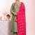 Sea green silk blend embroidered free size suit