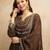 Chocolate silk blend embroidered free size suit