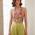 Green silk blend embroidered thread and sequins free size suit
