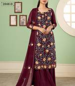 Wine georgette embroidered & sequins free size suit
